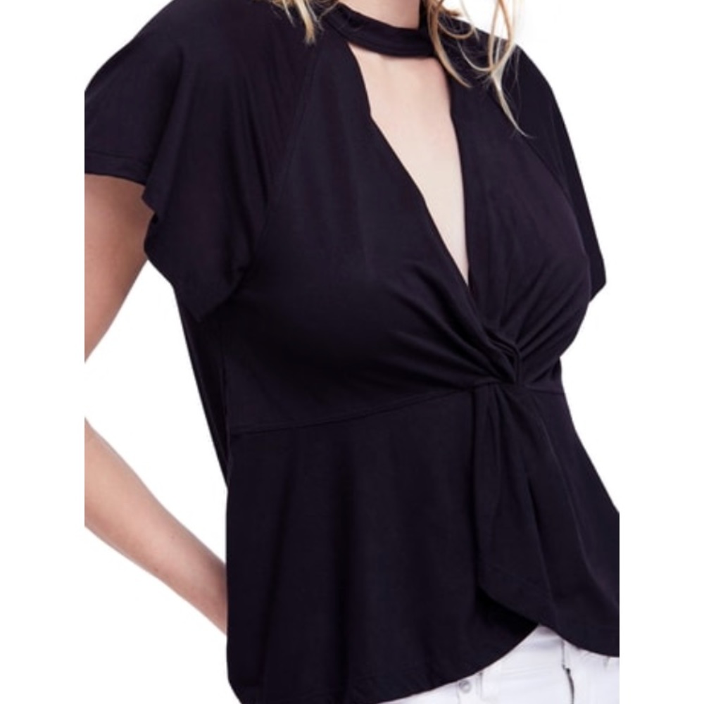 Free people just a twist top in black